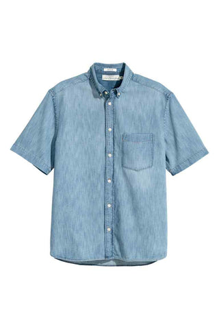 Short-sleeved denim shirt